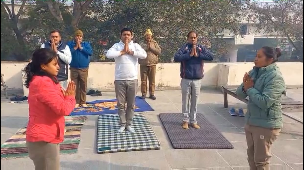 Performed Surya Namaskar at the police station.
