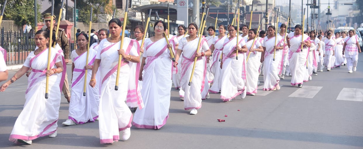 A march was organised to promote women's awareness.