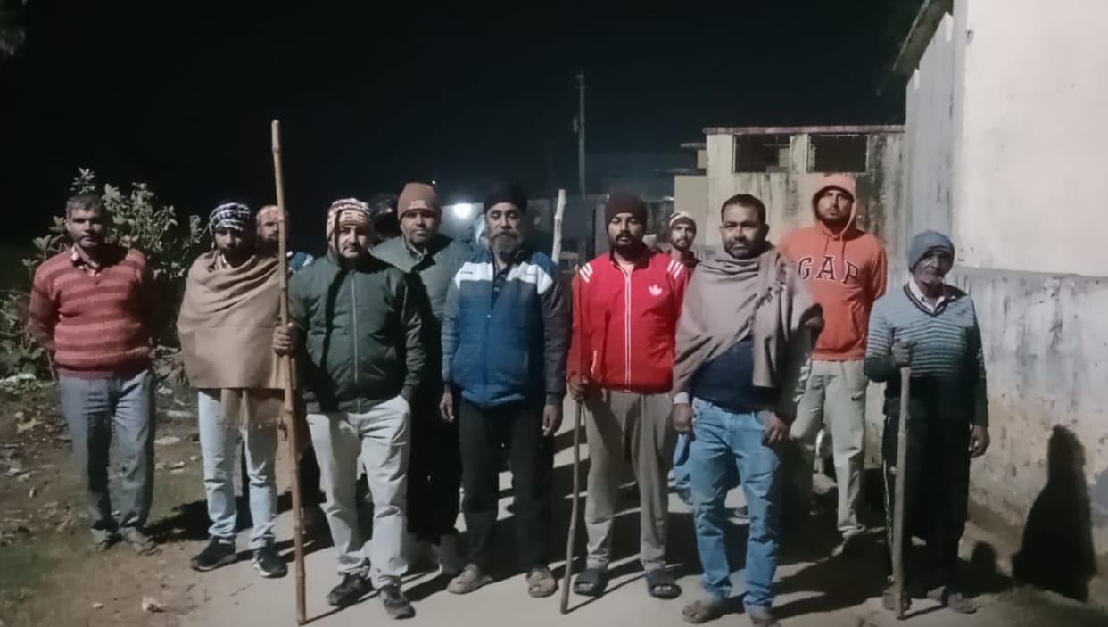 Villagers are patrolling the village, armed with sticks and clubs.