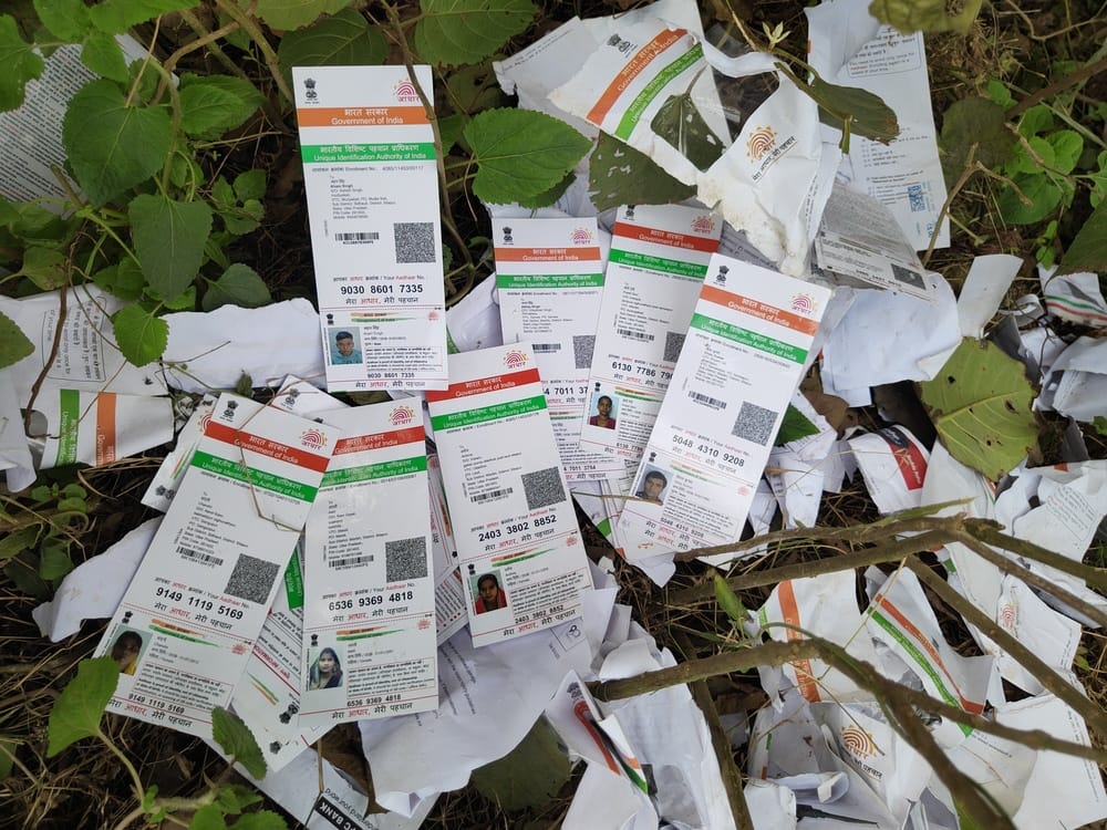 Dozens of Aadhar cards found in the bushes
