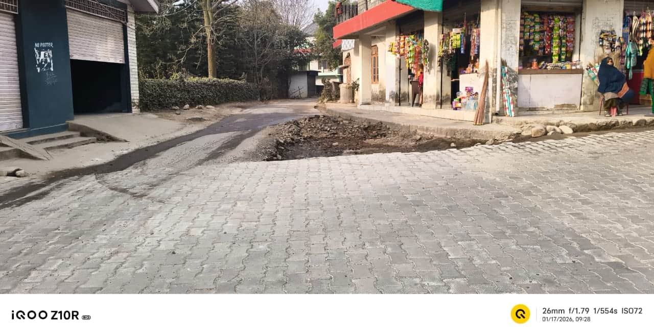 सुलगवान से मन्वी सड़क पर ठारा के पास लोक निर्माण विभाग की ओर से किया गया गड्ढा। स्रोत जागरूक पा