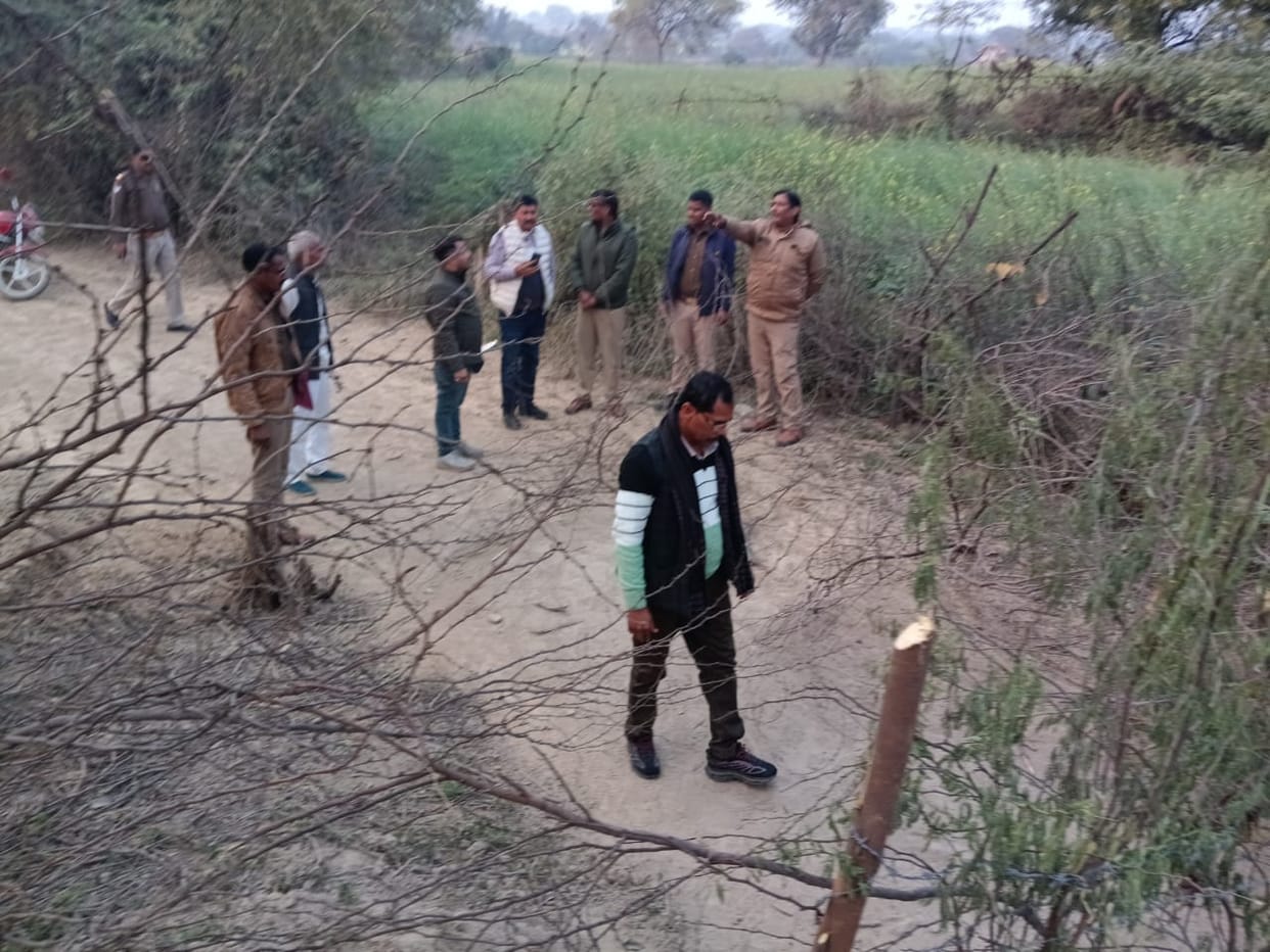 The illegal encroachment on the government road in Dakor village has been removed again.