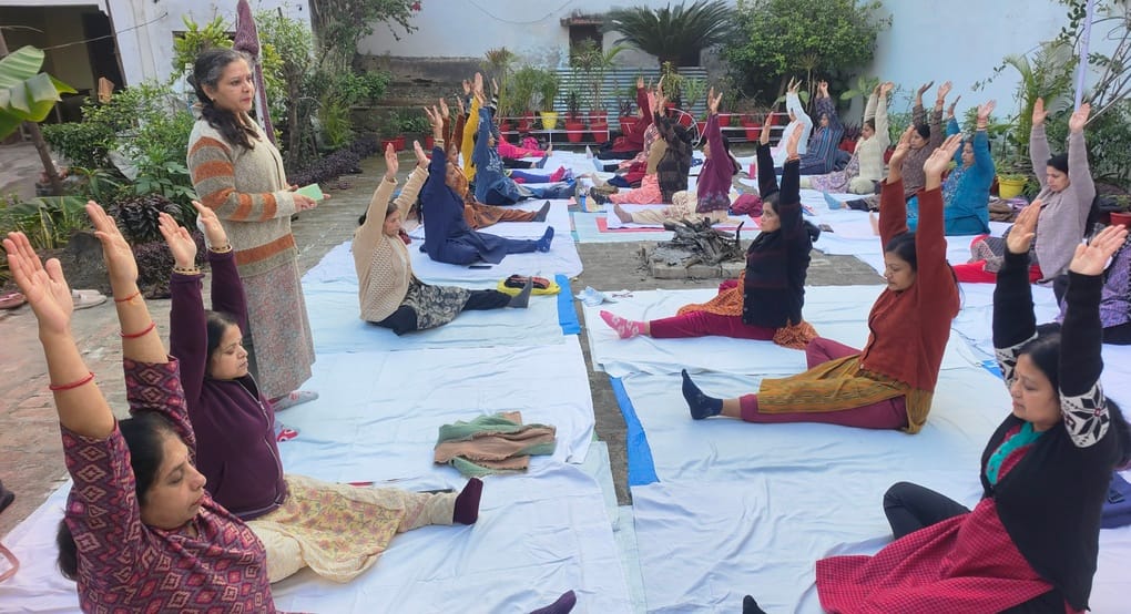 Women ward off diseases by adopting yoga