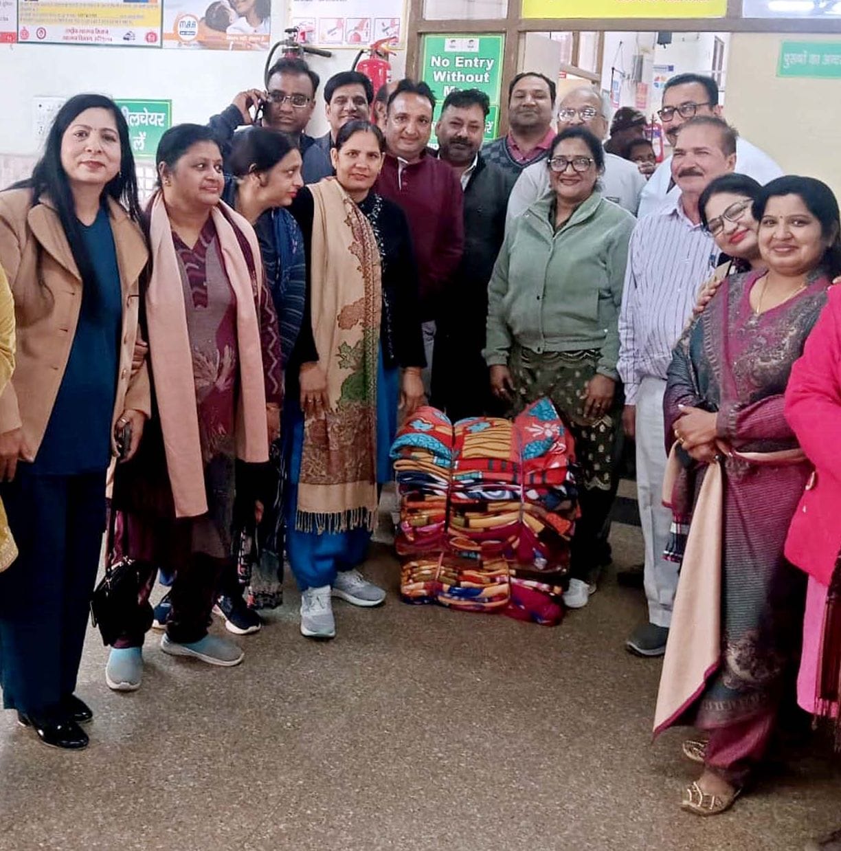 Warm clothes were given to newborn babies at the civil hospital.