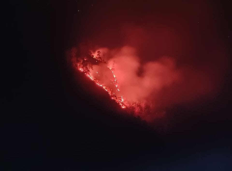 Forest fire broke out in Bangapani, rocks fell from the hillside and residents were unable to sleep the entire night.