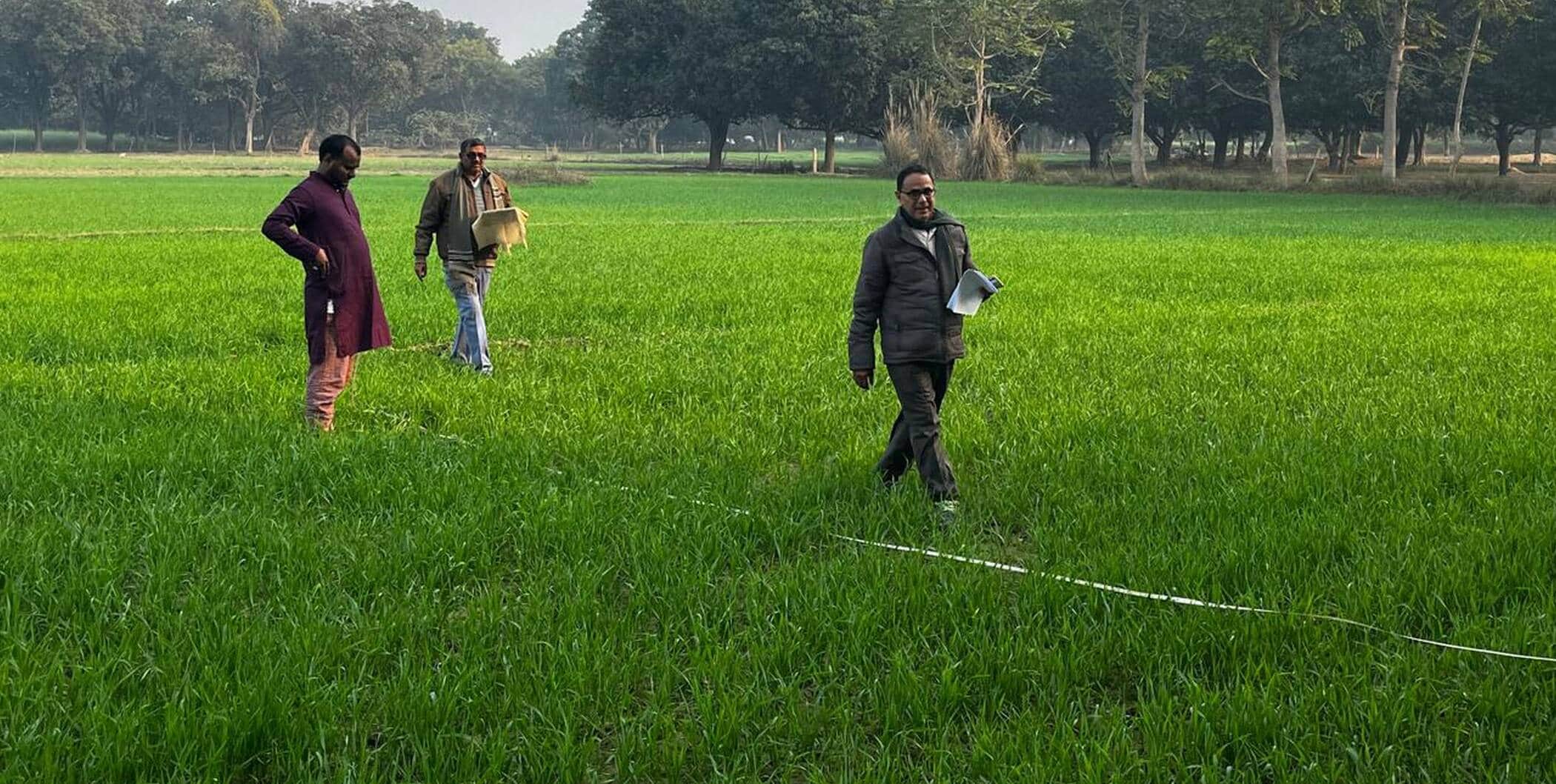 फोटो-22-भूमि पर पैमाइश करती टीम। संवाद