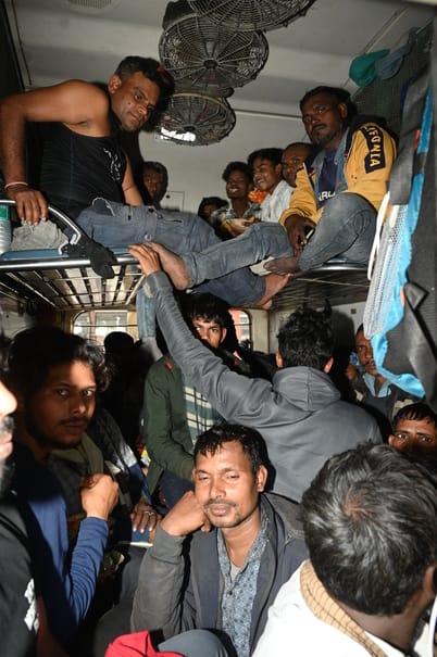 Crowd of examinees at Central Station