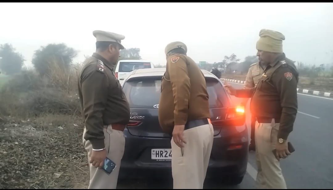 Vehicles were being checked at the Jind-Rohtak border in view of Republic Day.
