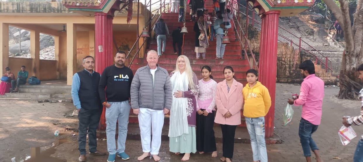 Foreign visitors searching for the footprints of Rama