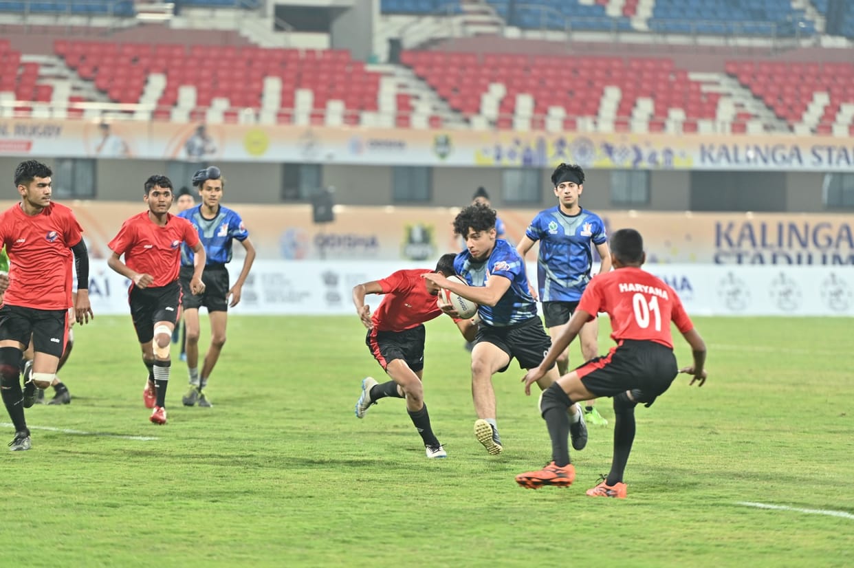 Haryana team improved its ranking by winning three matches in the National Sub Junior Boys Rugby Sevens Championship