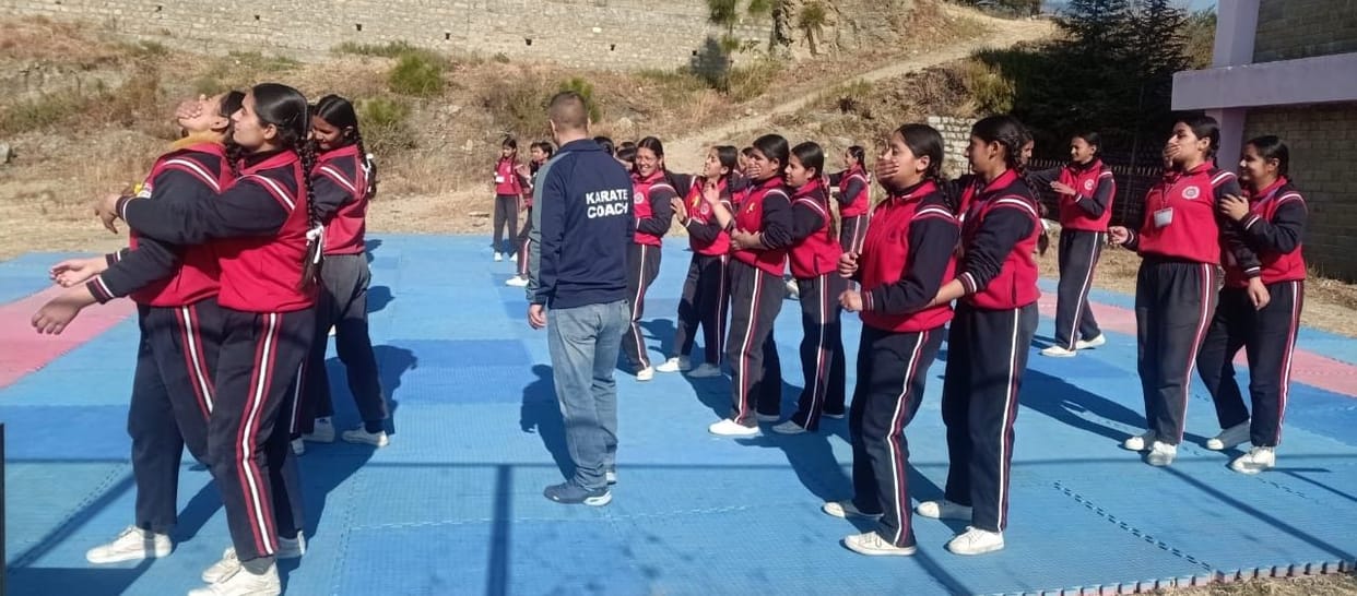 Self-defense techniques taught to the girl students of Nithar School