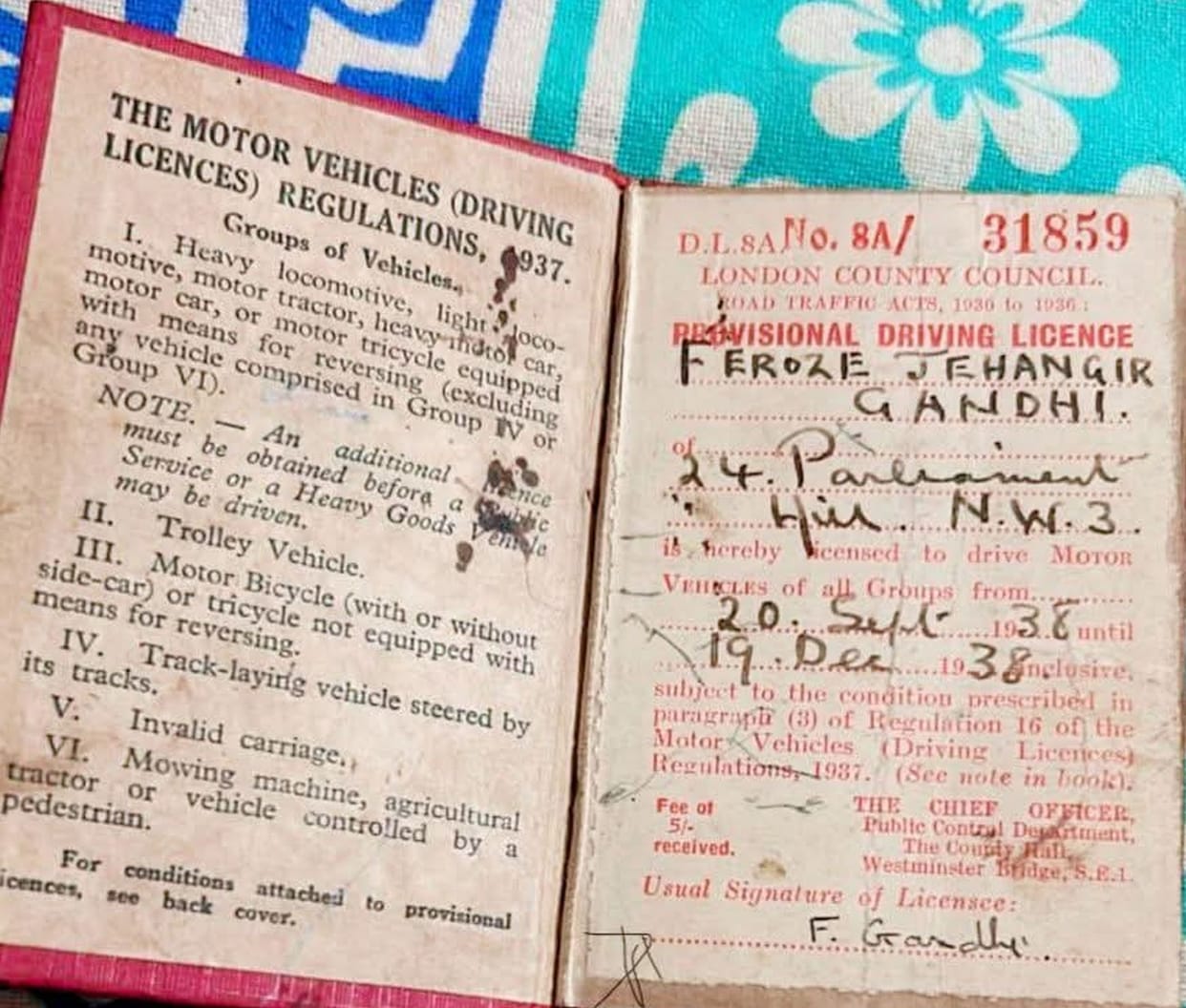 Feroze Gandhi's driving license was made for five rupees