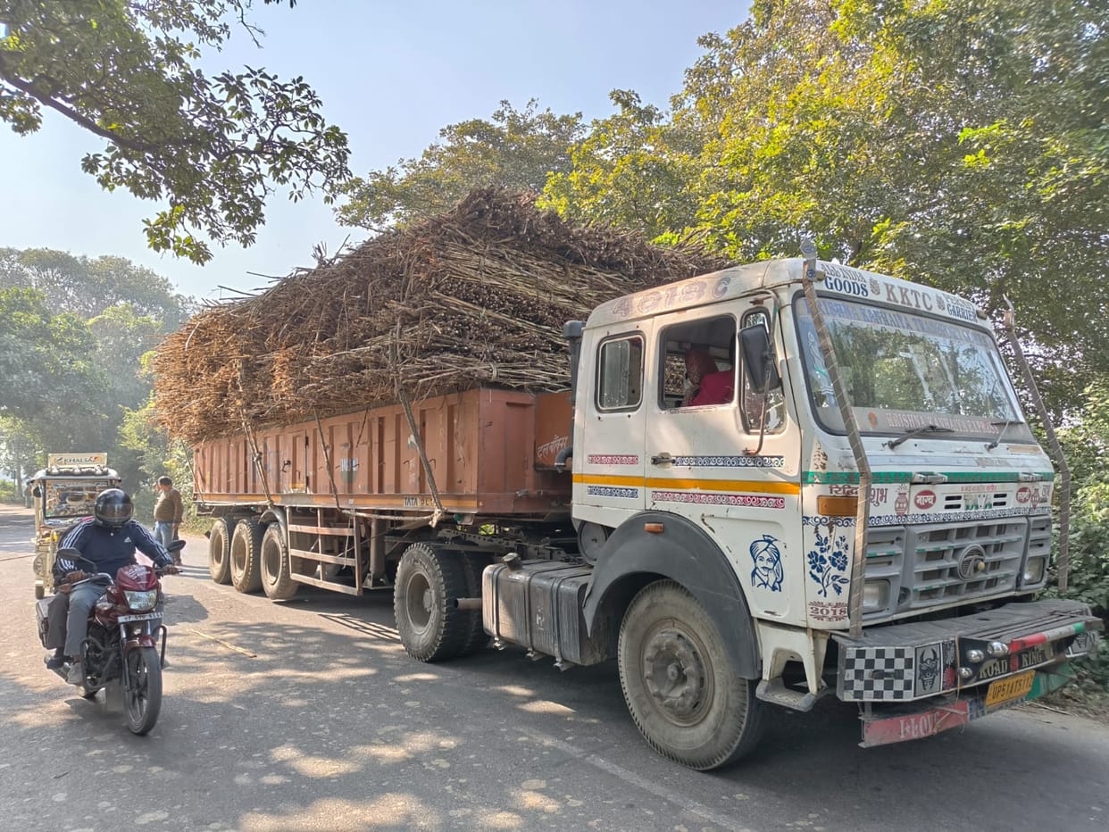 Heavy vehicles are passing through deserted roads to avoid toll.