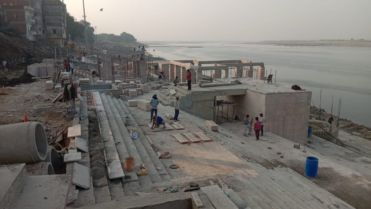 The government has applied the emergency brakes on development in the Vindhya region, bringing construction work on the 8 ghats of Vindhyachal to a halt.
