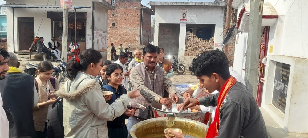 Wishing for happiness and peace by performing havan-puja