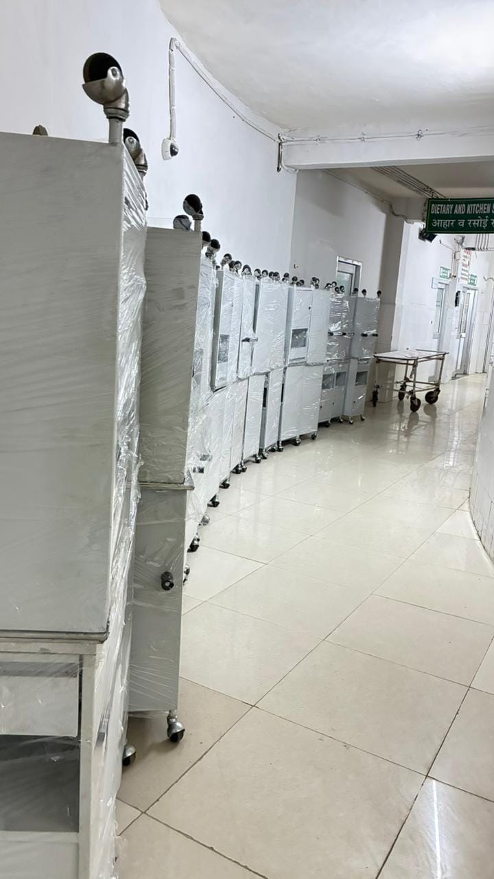 The hospital received 50 multi-purpose table trolleys.