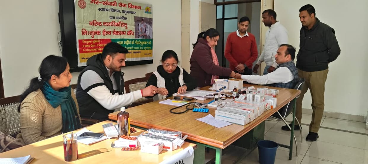 Health checkups were conducted for people at a camp