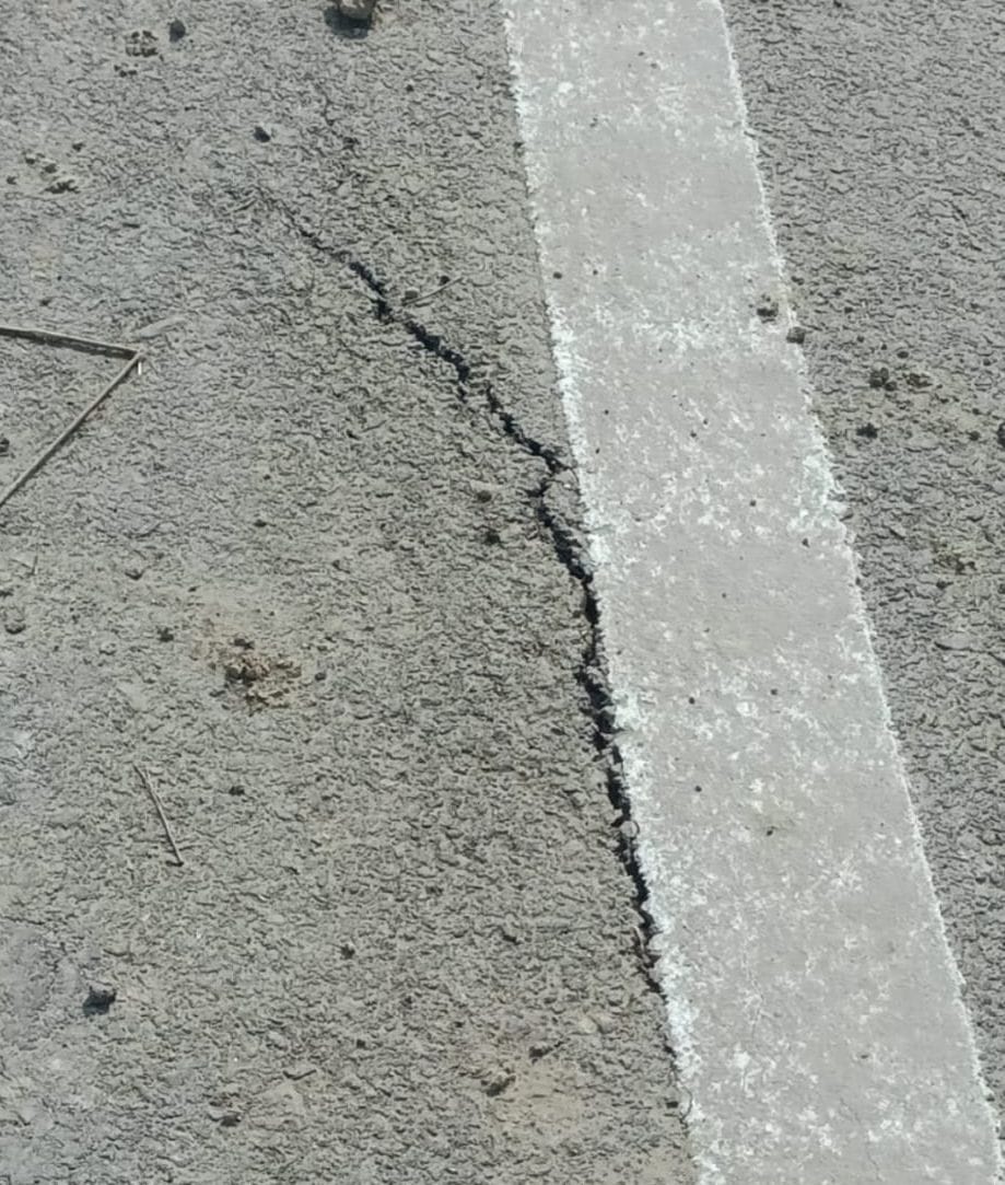 Cracks appear on the road built at a cost of Rs 1.5 crore in just one and a half months.