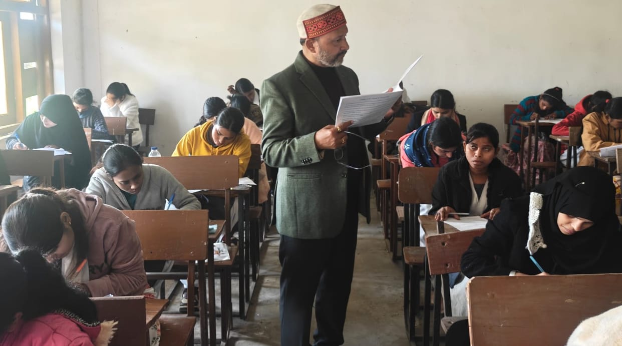 Twelve students were caught cheating in the examinations at Maa Pateshwari University.