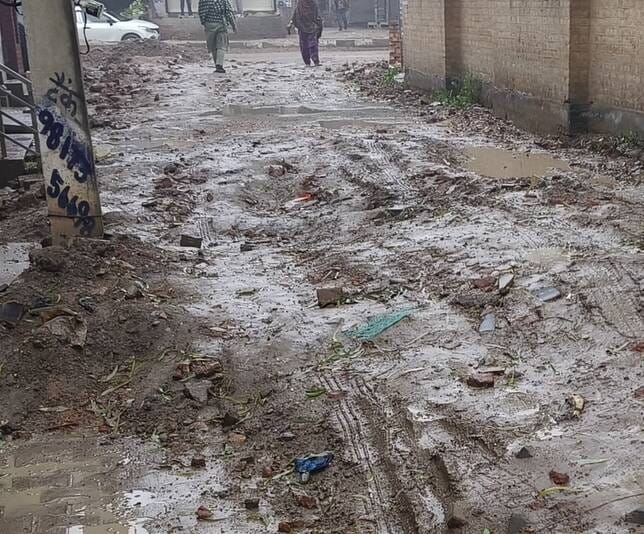 The condition of the street deteriorated after the rain