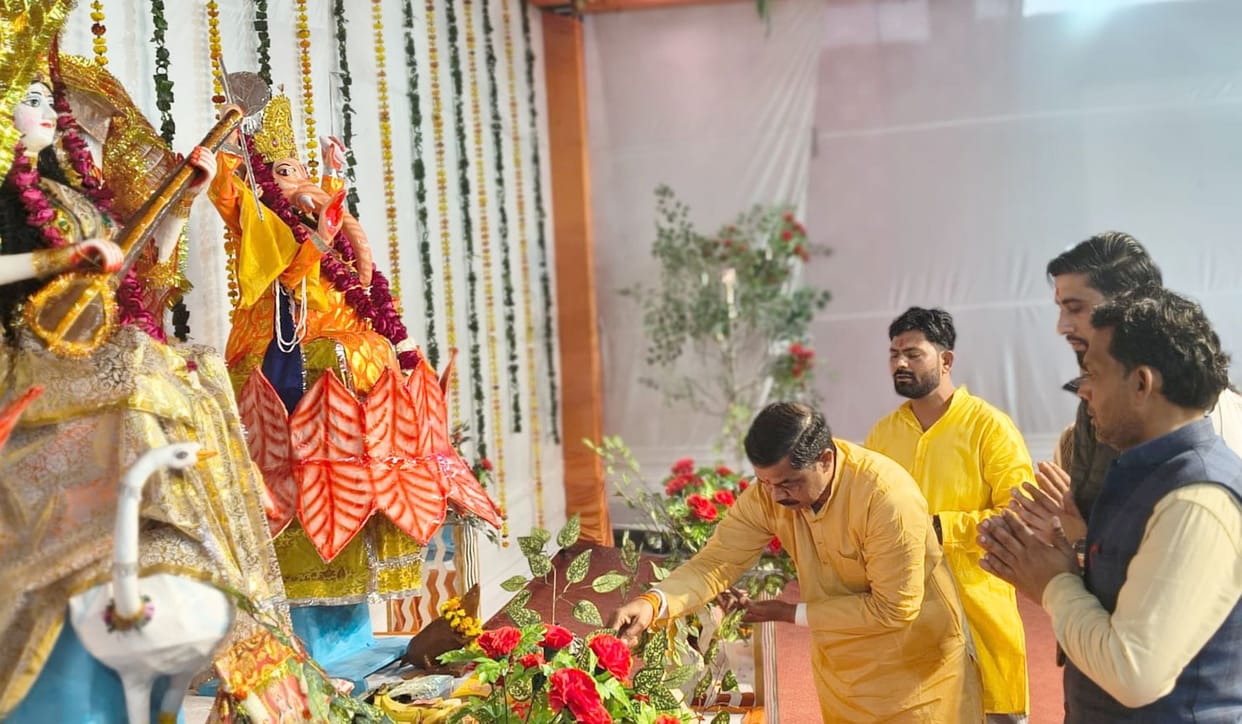Devotees gathered to see the grand form of Mother Sharda.