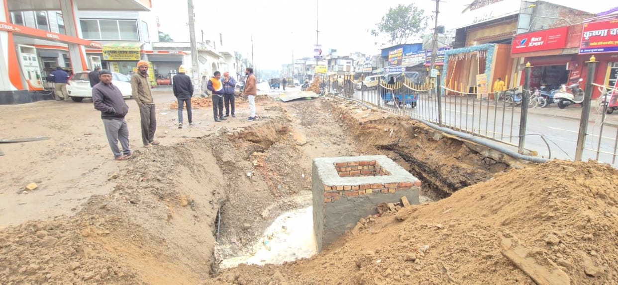 After two and a half years, solution to the collapsed sewer line at Dinod Gate, new manhole ready