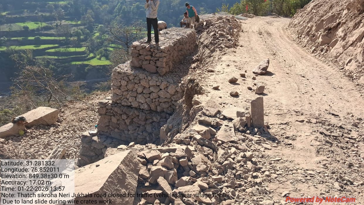 Landslide closes Jukhala-Malokhar-Neri road, cutting off several villages