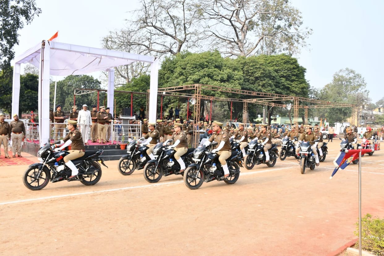 The final rehearsal for the Republic Day parade was held in full dress.