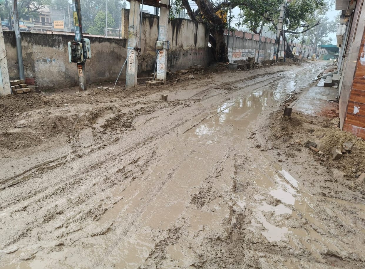 After the sewer, the roads in Gandhi Nagar are in bad shape, and the mud becomes a problem during the rains.