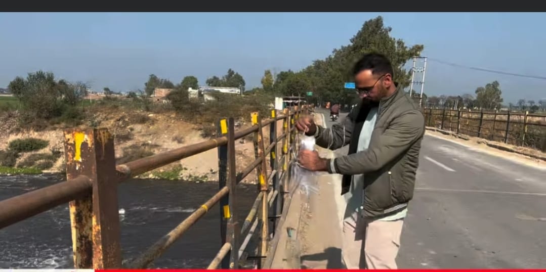 Monitoring: NGT team collects water samples from Ghaggar river