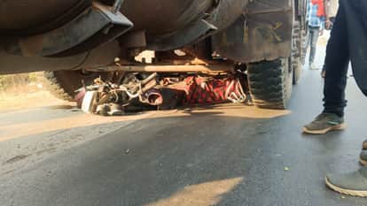 A speeding truck ran over a motorcyclist resulting in the man tragic death his son was injured in the accident