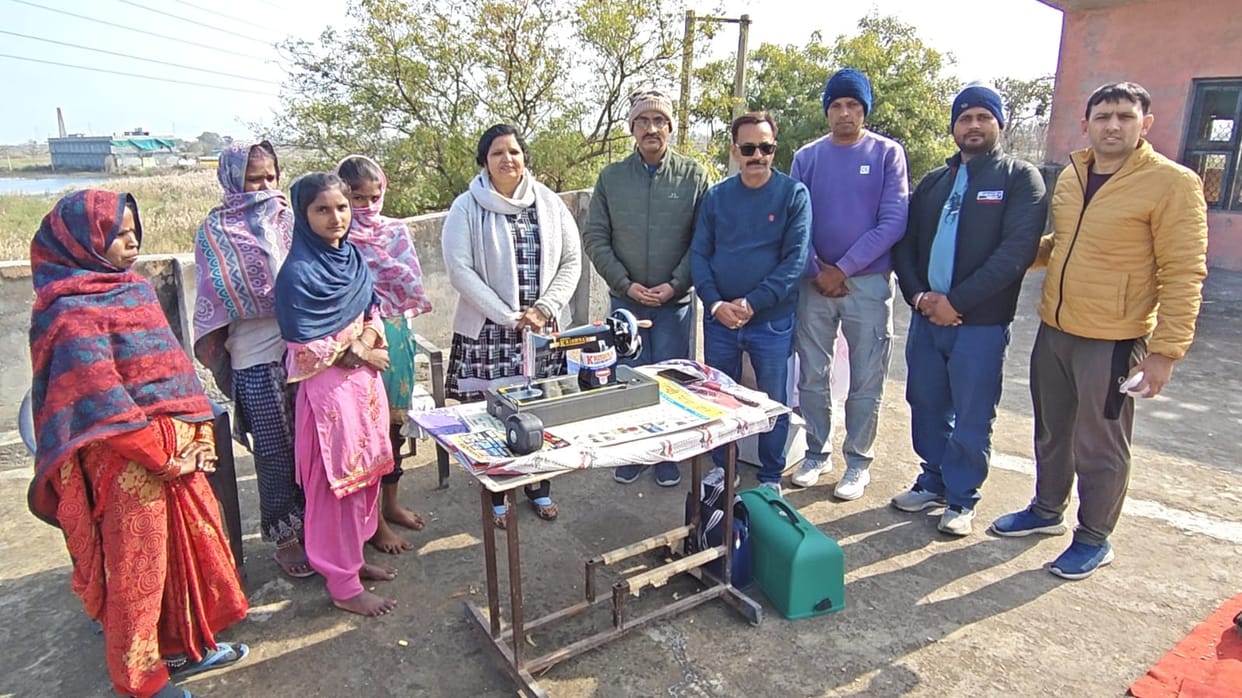 Sewing machines handed over to brick kiln worker women.