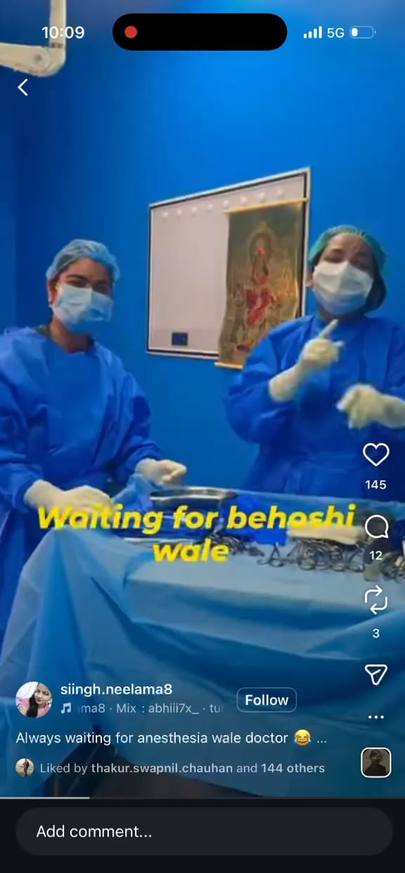 Doctor's social media post goes viral after he was reeled in the operation theatre