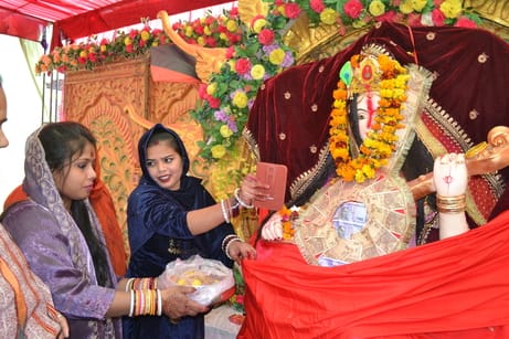 Seeking blessings of knowledge and wisdom from Mother Saraswati