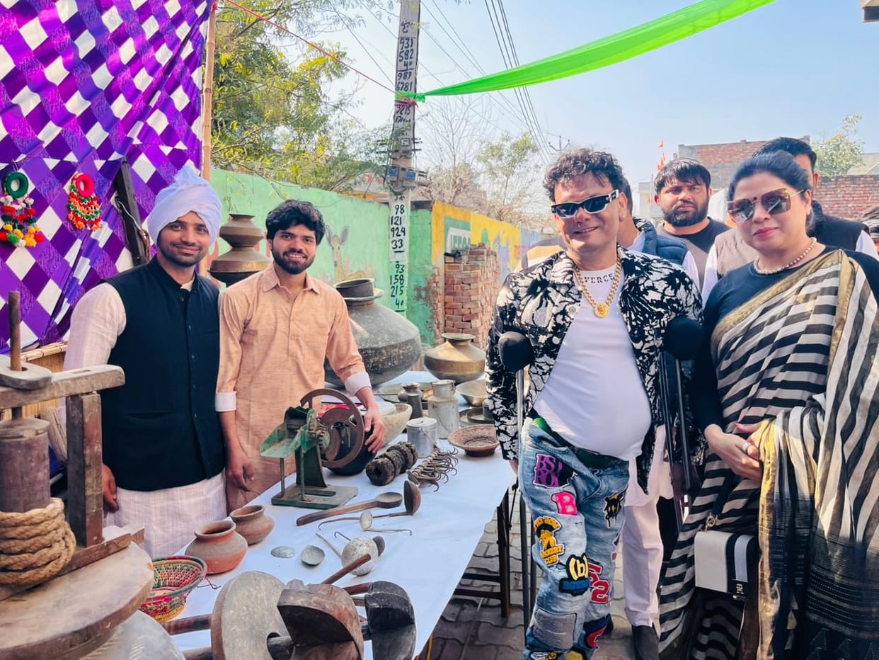 A folk heritage exhibition was set up at the village festival in Bhali Anandpur.