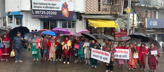Women stage protest rally in Baijnath against smart meters