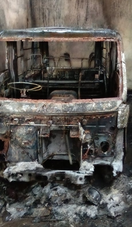 Two vehicles parked in the garage got burnt due to fire