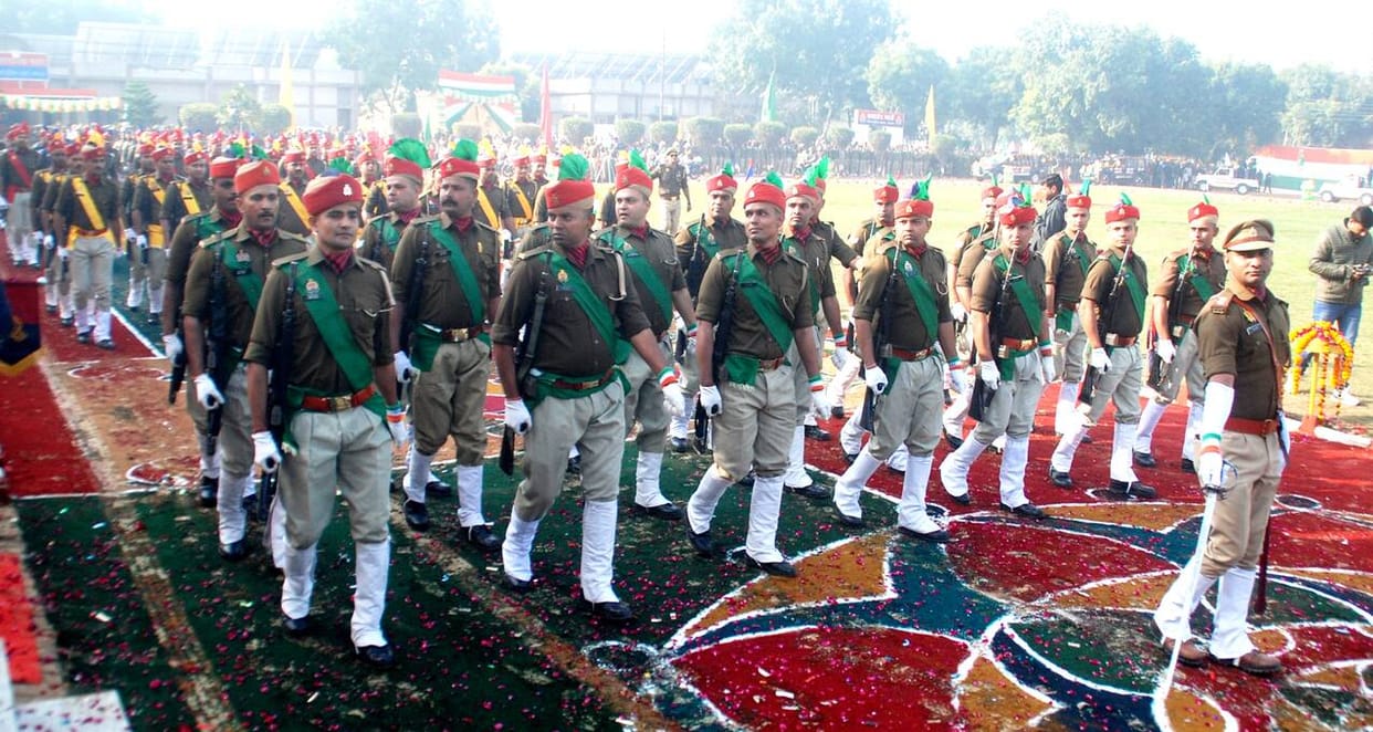 A glimpse of patriotism was seen in the police line