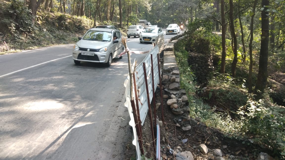 The CM's convoy passed over the broken wall.