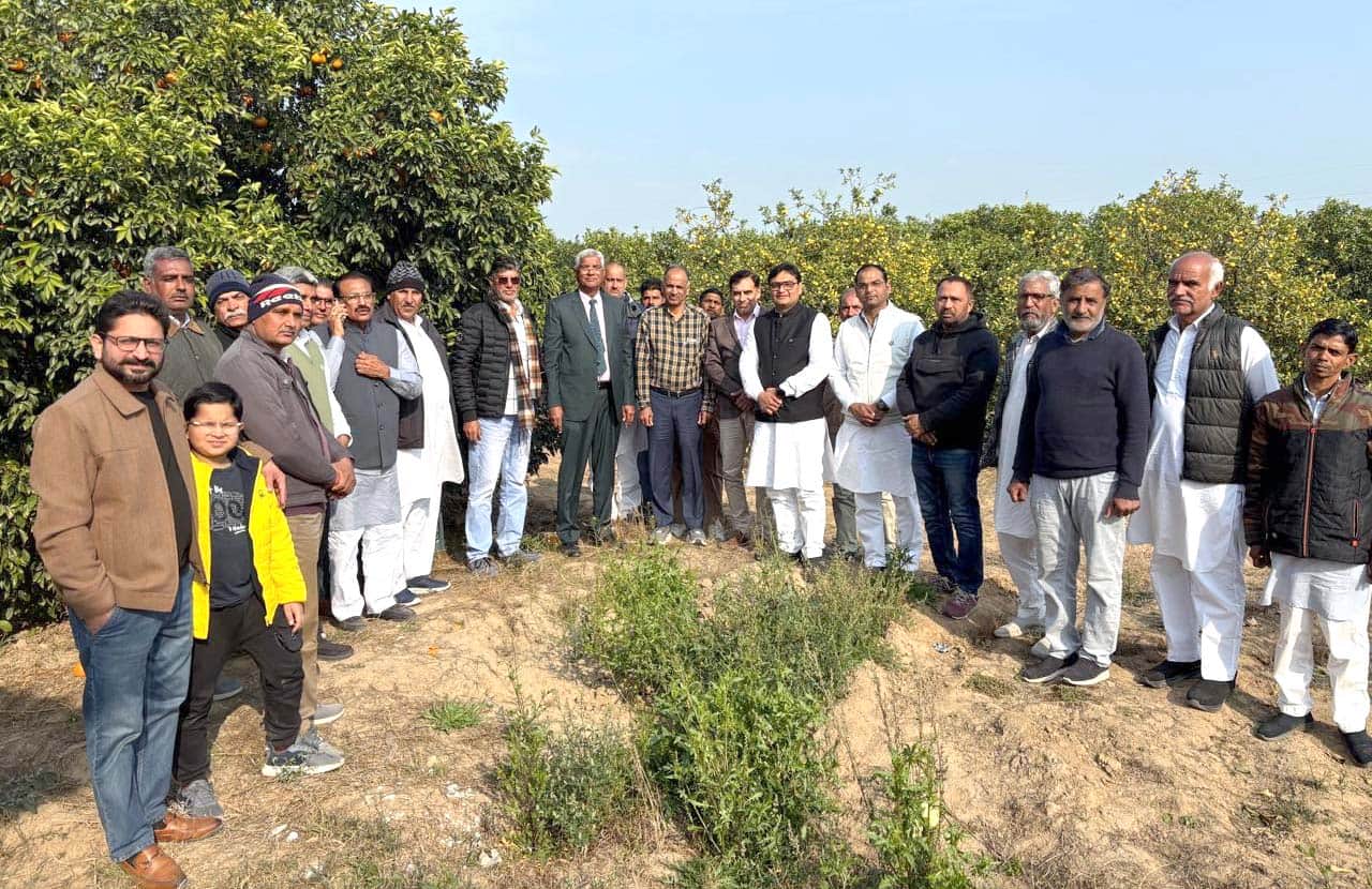 सिरसा । किसानों के साथ एचएयू के कृषि अधिकारी। अधिकारी