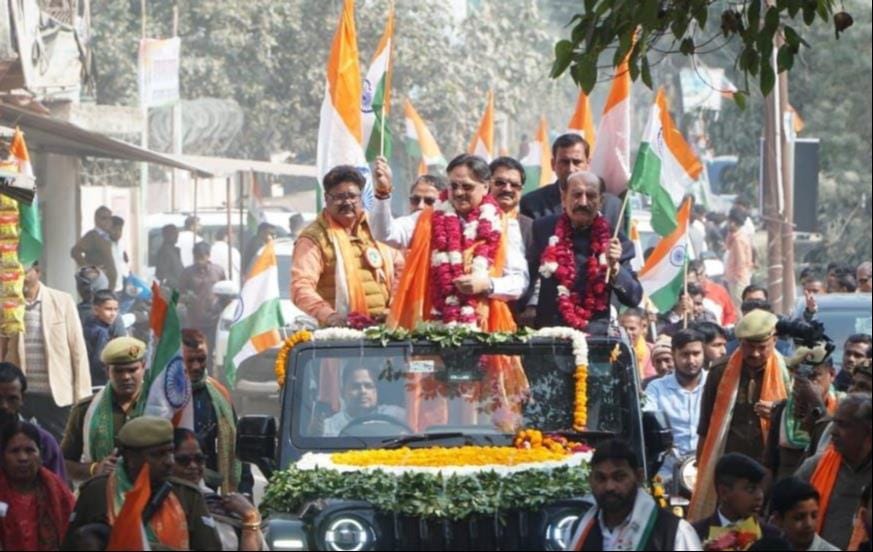Crowds gathered in the Tiranga Yatra of MLA Rajeshwar Singh