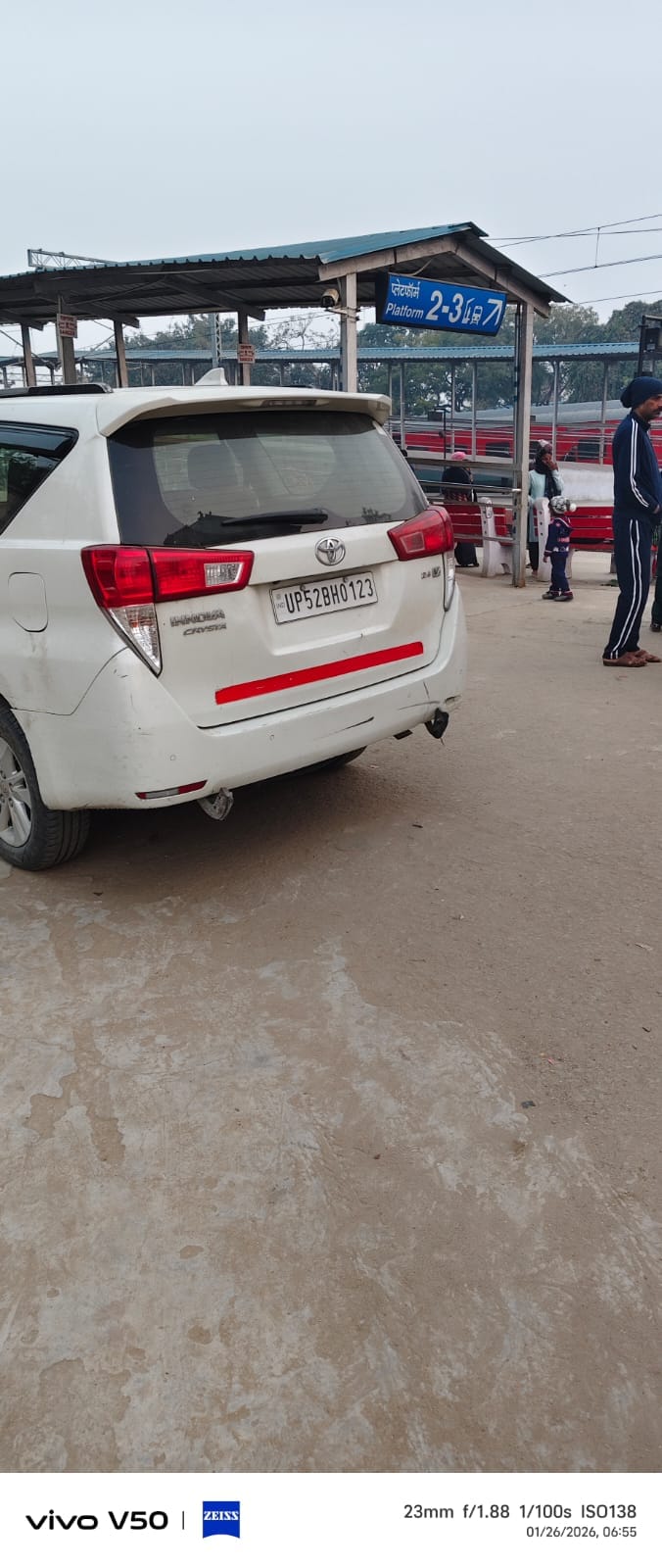 High-speed car rams onto railway platform, causing panic
