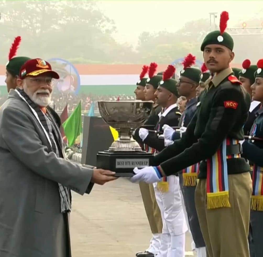 दिल्ली के करियप्पा परेड ग्राउंड में आयोजित नेशनल कैडेट कोर (एनसीसी) की वार्षिक रैली में प्रधानम