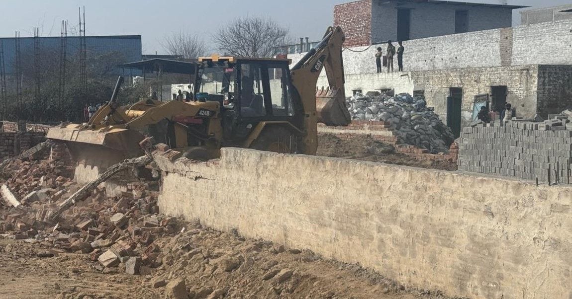 Bulldozers were run on illegal colonies being built in two villages.