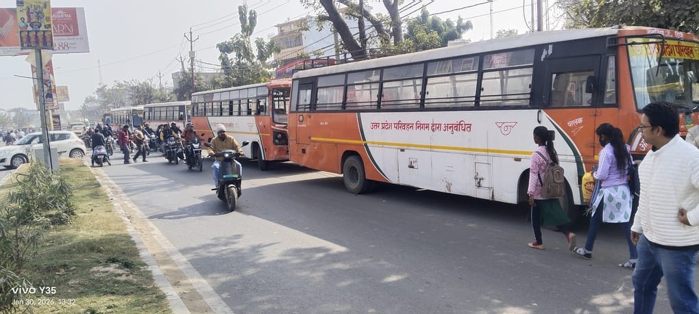 E-challan of five contracted buses parked on the road