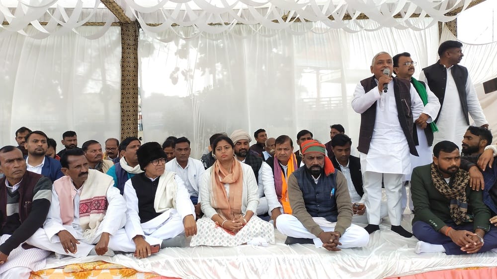The MLA sat on a dharna demanding an impartial inquiry; the administration gave assurances