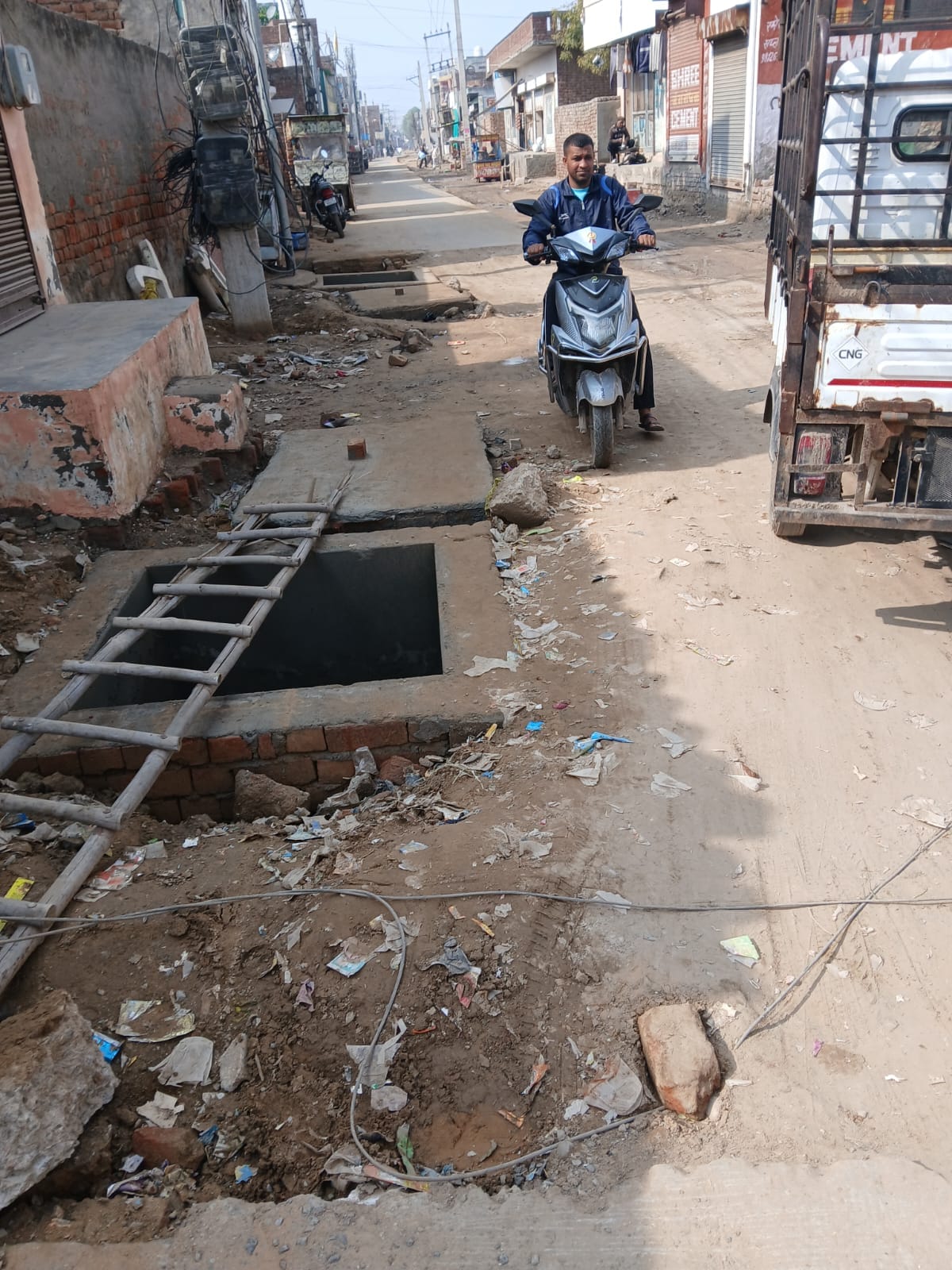 Incomplete road and open valve tank... accidents are looming at every turn on Dinod Road