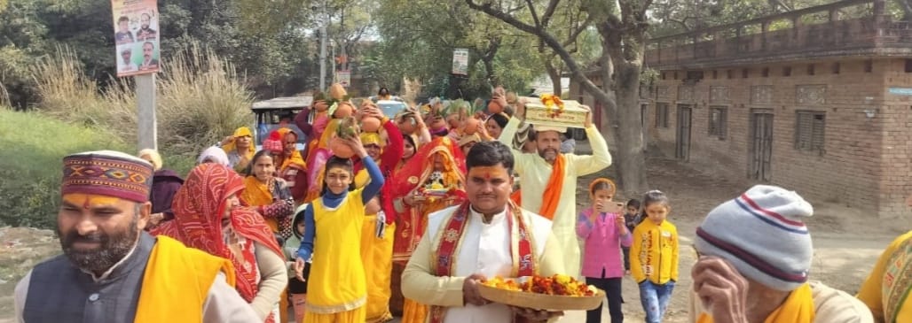 The seven-day Bhagwat Katha began with the Kalash Yatra.