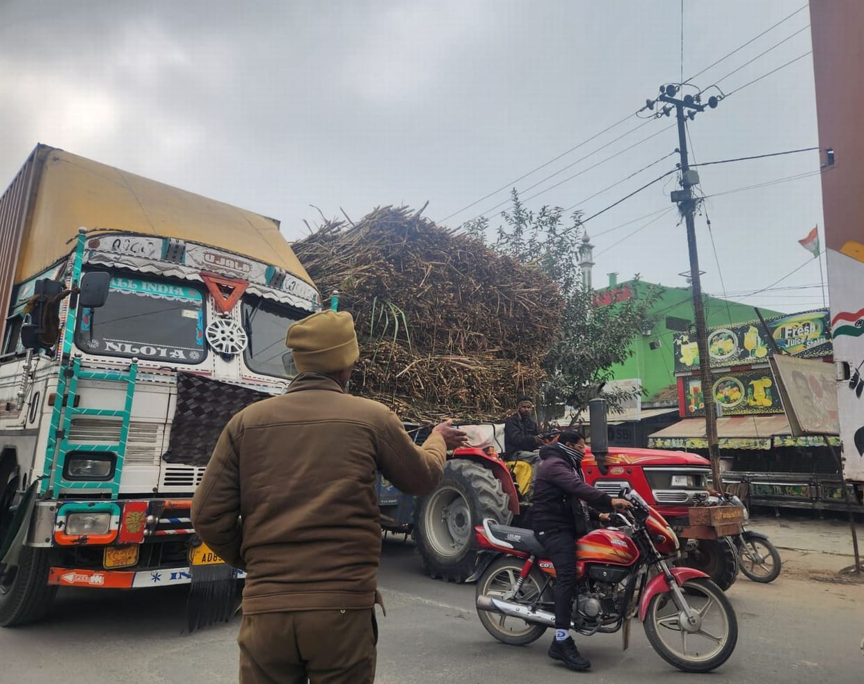 Overloaded vehicles are plying on the roads, increasing the risk of accidents.