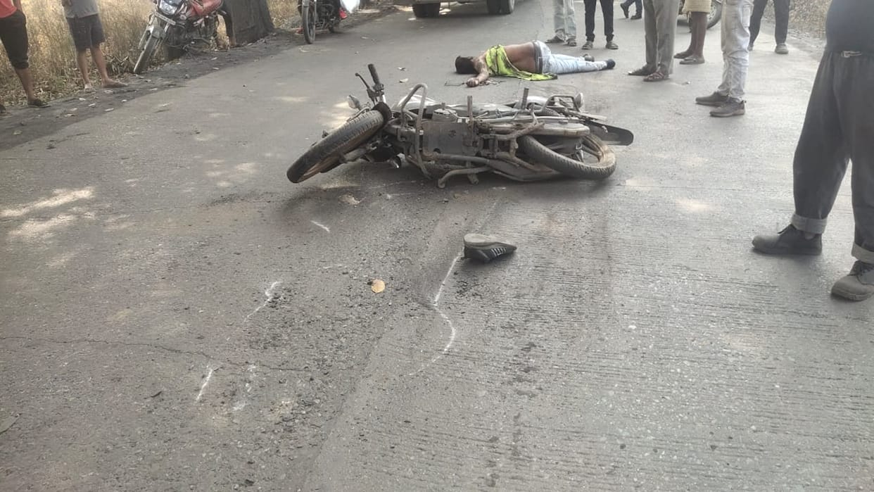 A motorcyclist died after being hit by a speeding trailer angry villagers blocked the road and the family is i